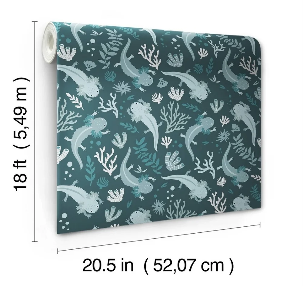 RoomMates Axolotl Blue Underwater Garden Peel And Stick Wallpaper